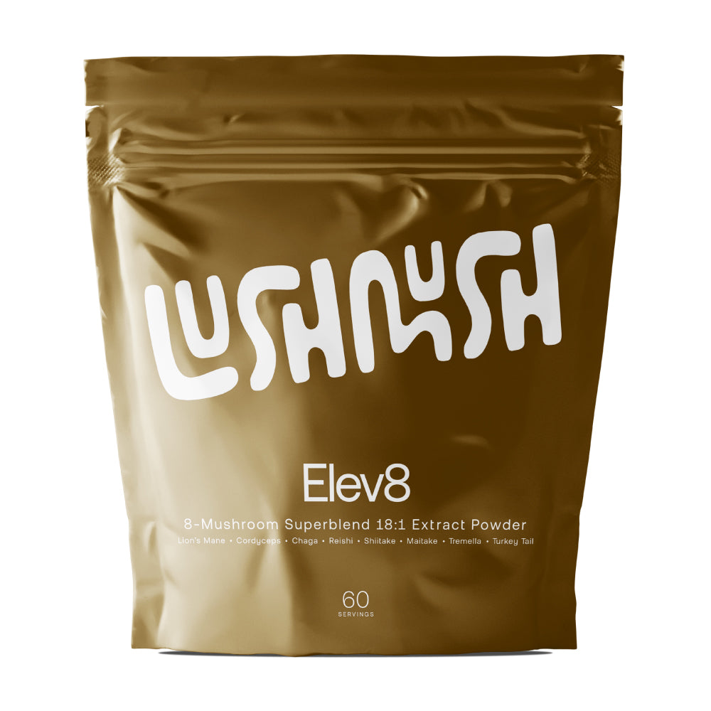 elev8 superblend mushroom extract powder packaging front